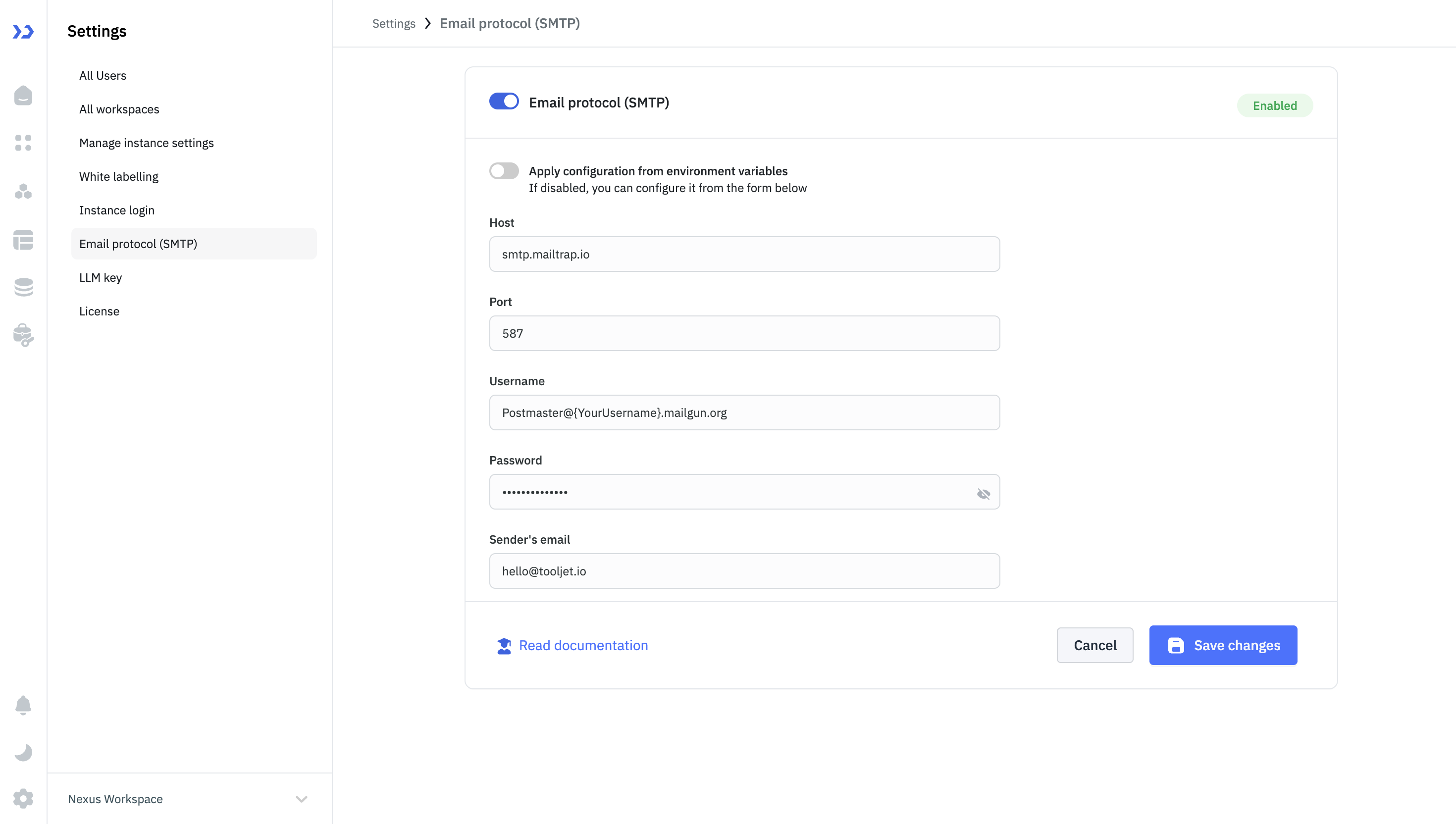 SMTP Configuration GUI