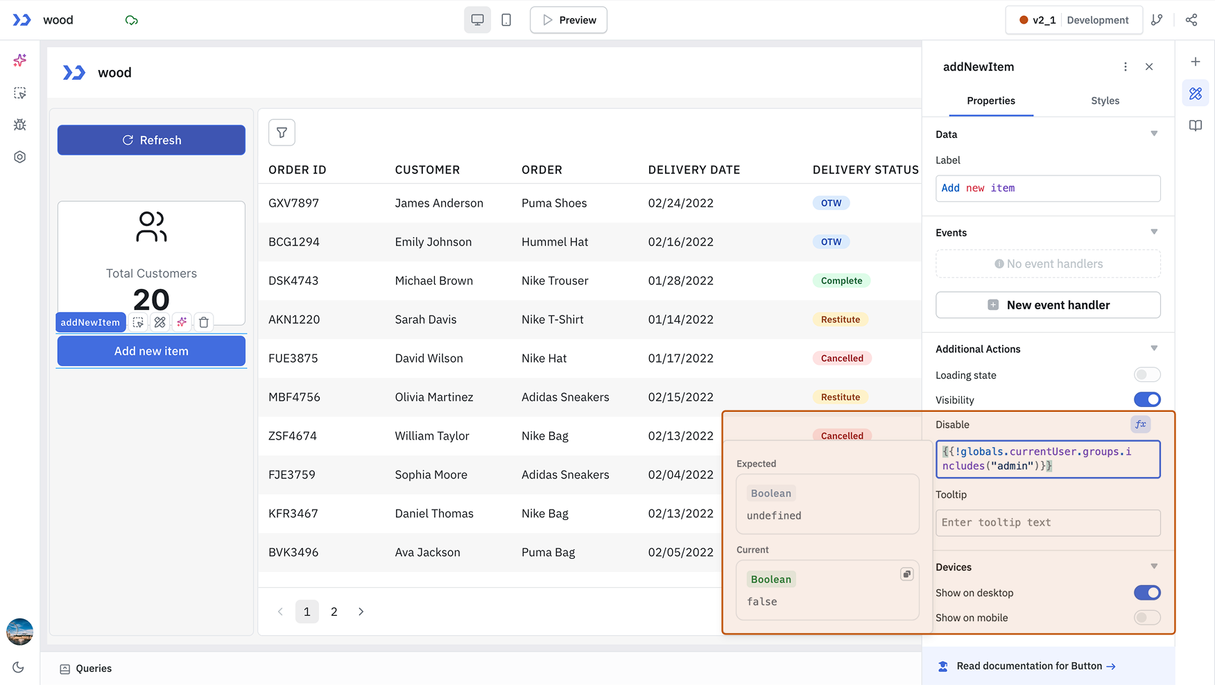 Disable Property of button