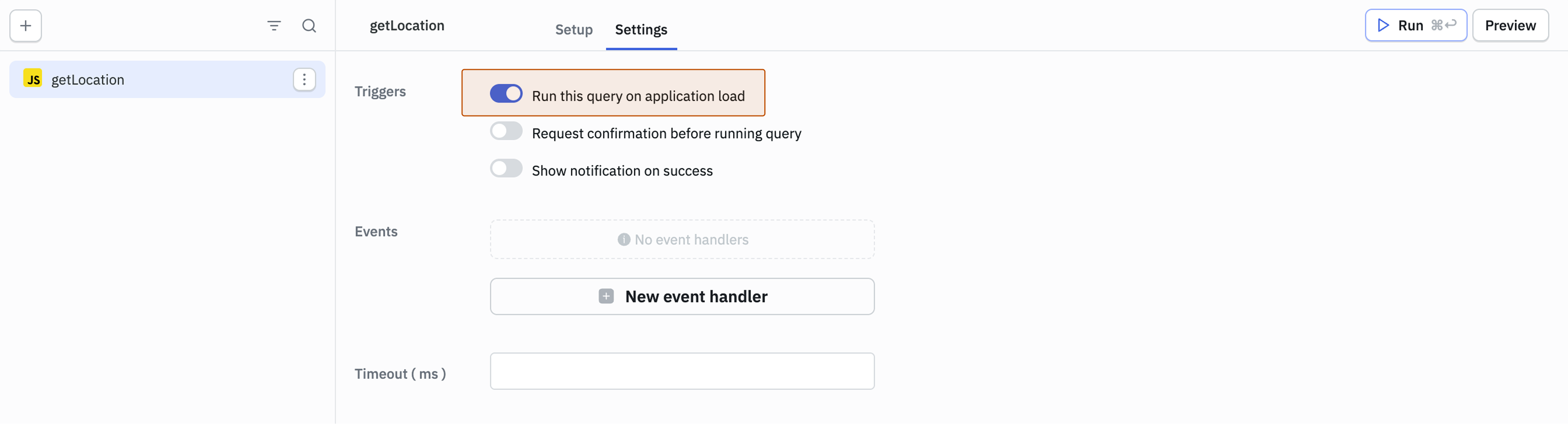 RunJS Query: Run on App Load
