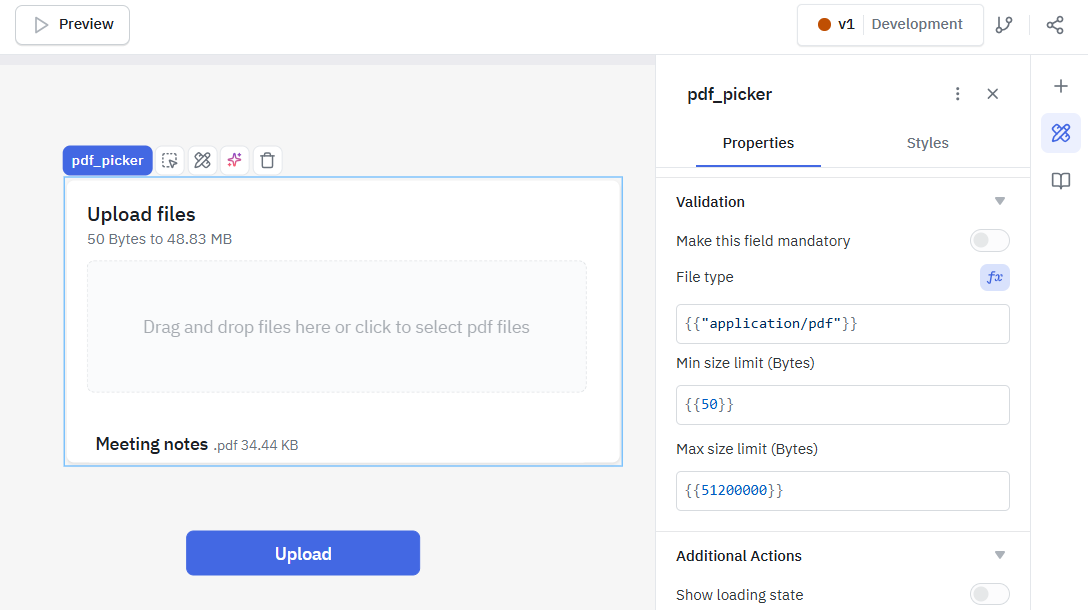 Uploaded Files using a filepicker
