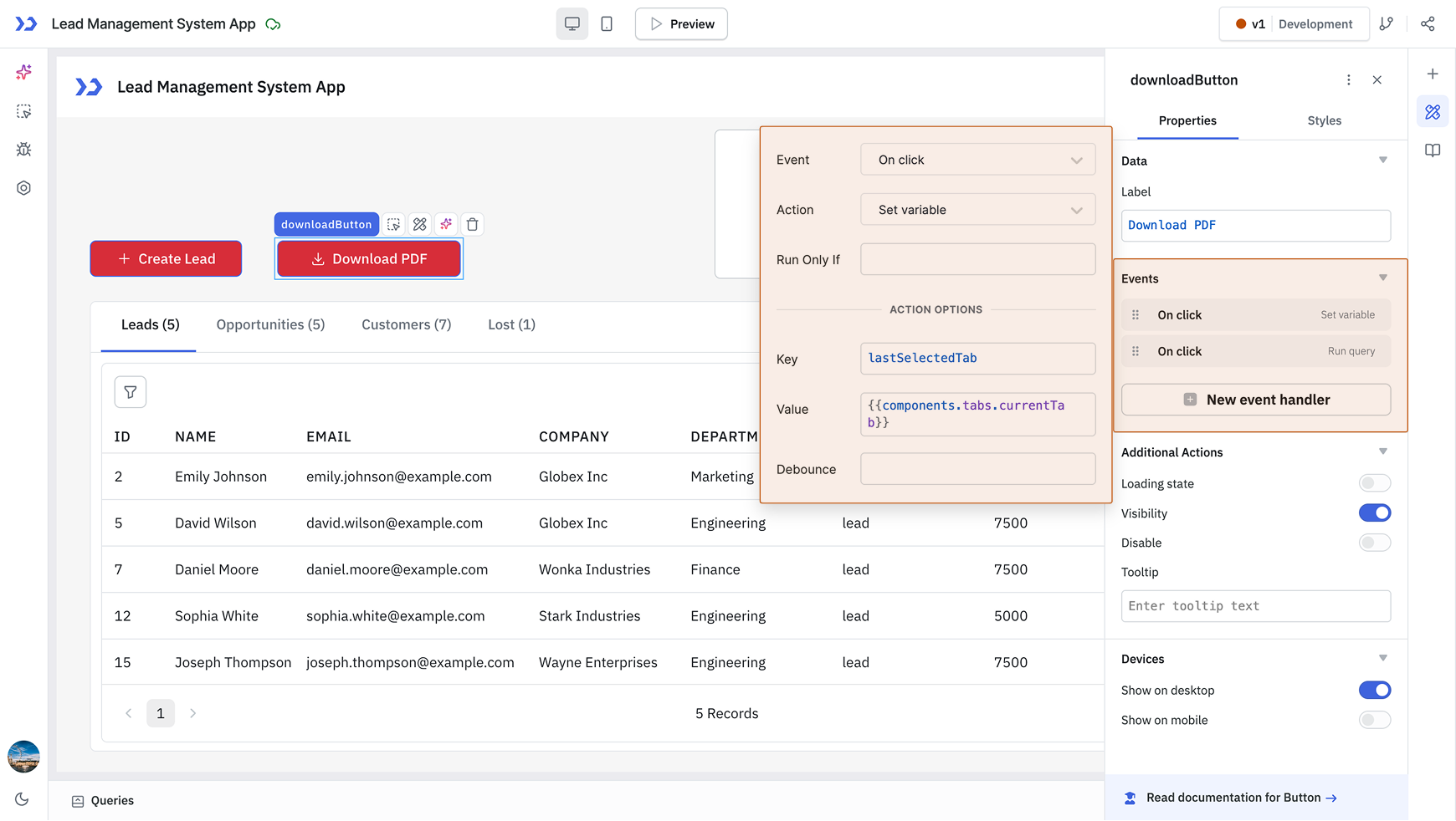 Download PDF button event handlers
