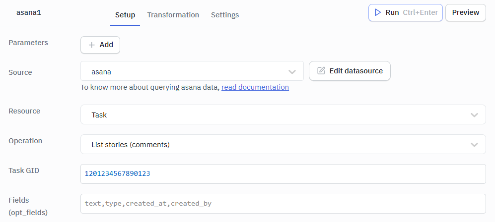 Asana List stories ops
