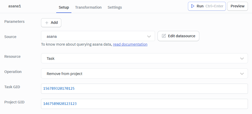 Asana Remove from project ops