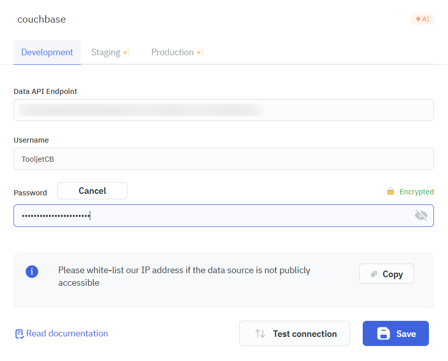 Configuring Couchbase in ToolJet