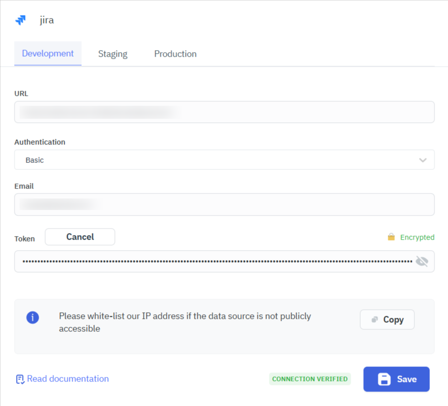 Jira data source configuration