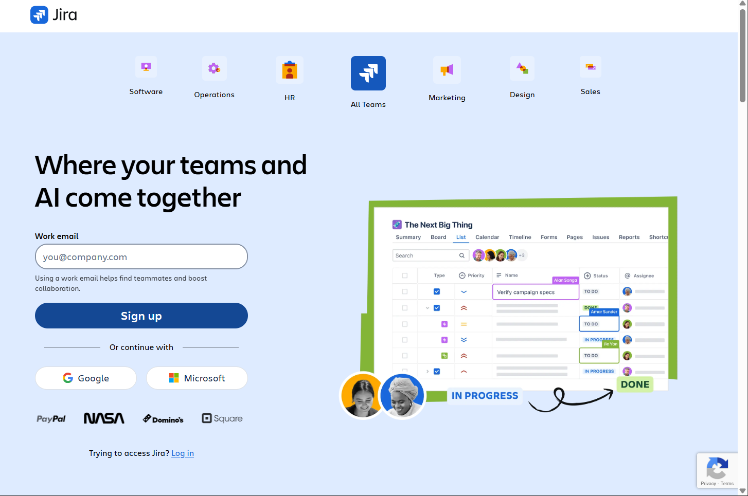 Jira Homepage