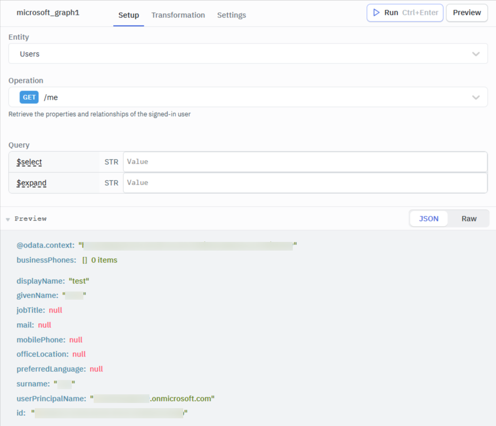 Microsoft Graph example query