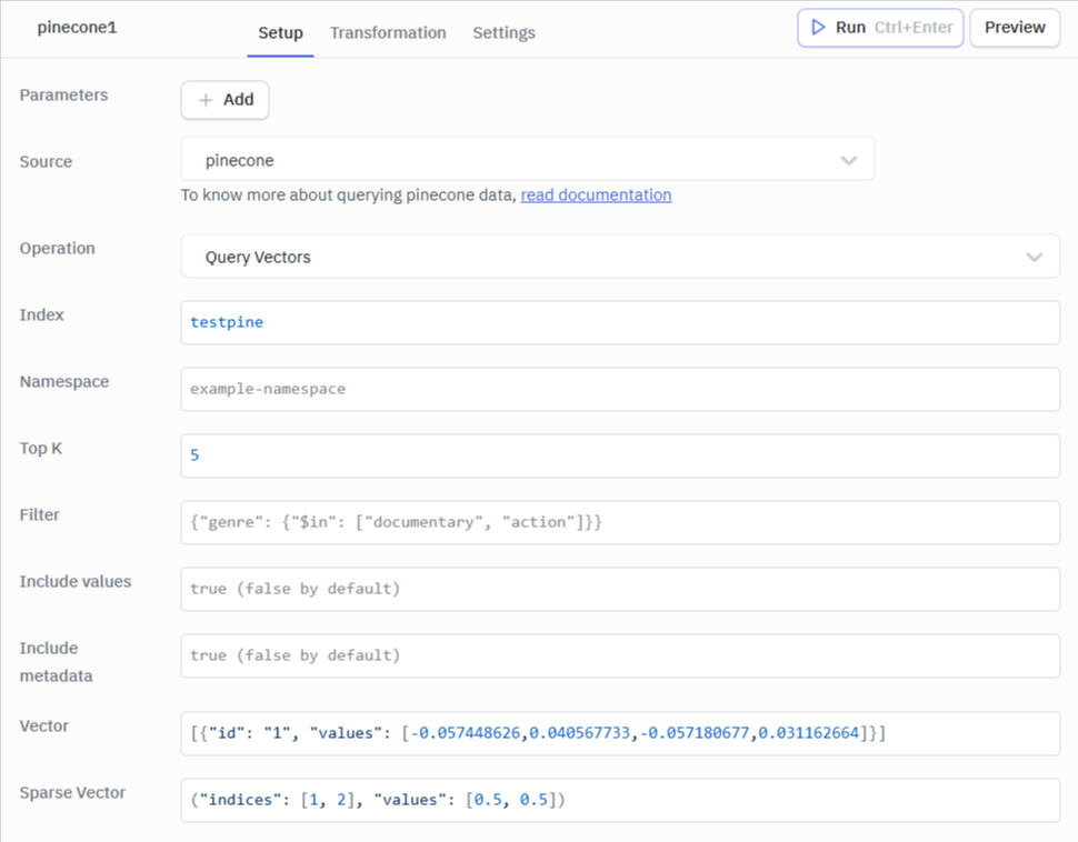Query Vectors Operation