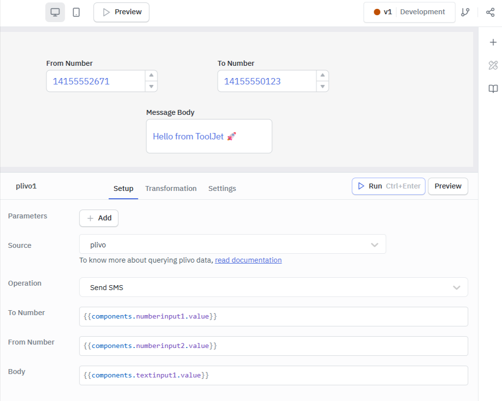 Send SMS Using plivo
