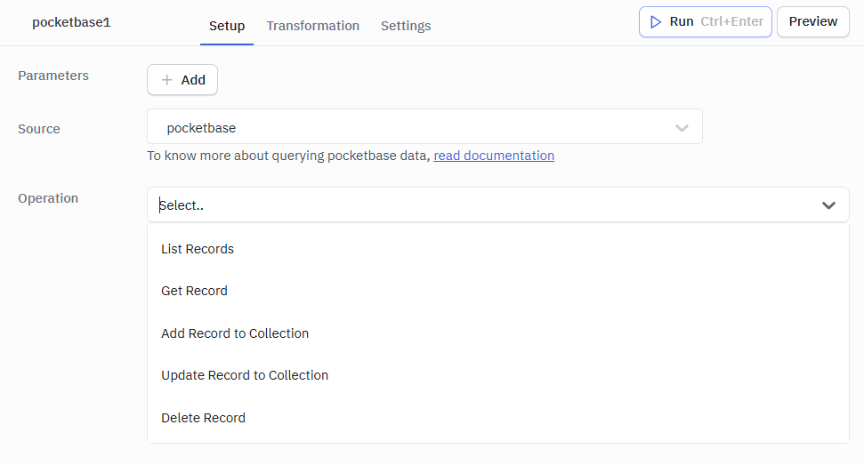 PocketBase supported operations