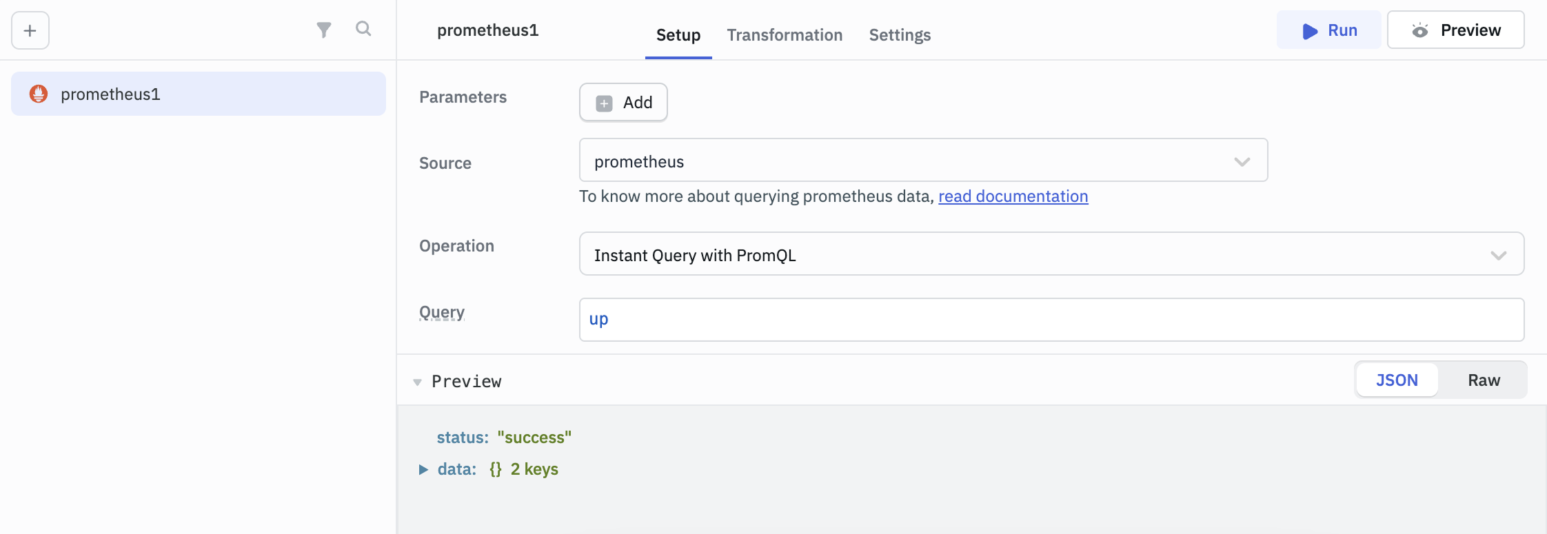 Instant Query with PromQL in ToolJet