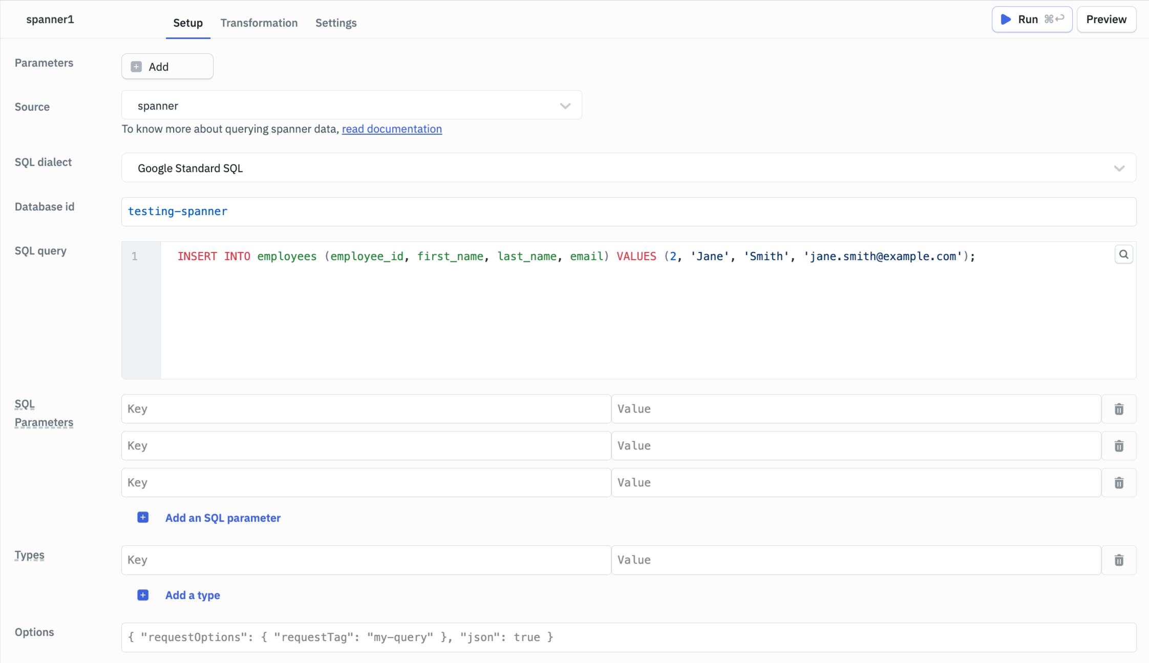 Cloud Spanner Configuration