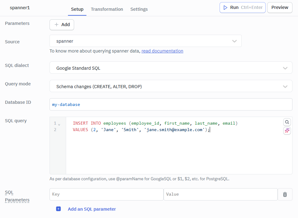 Spanner google sql query 