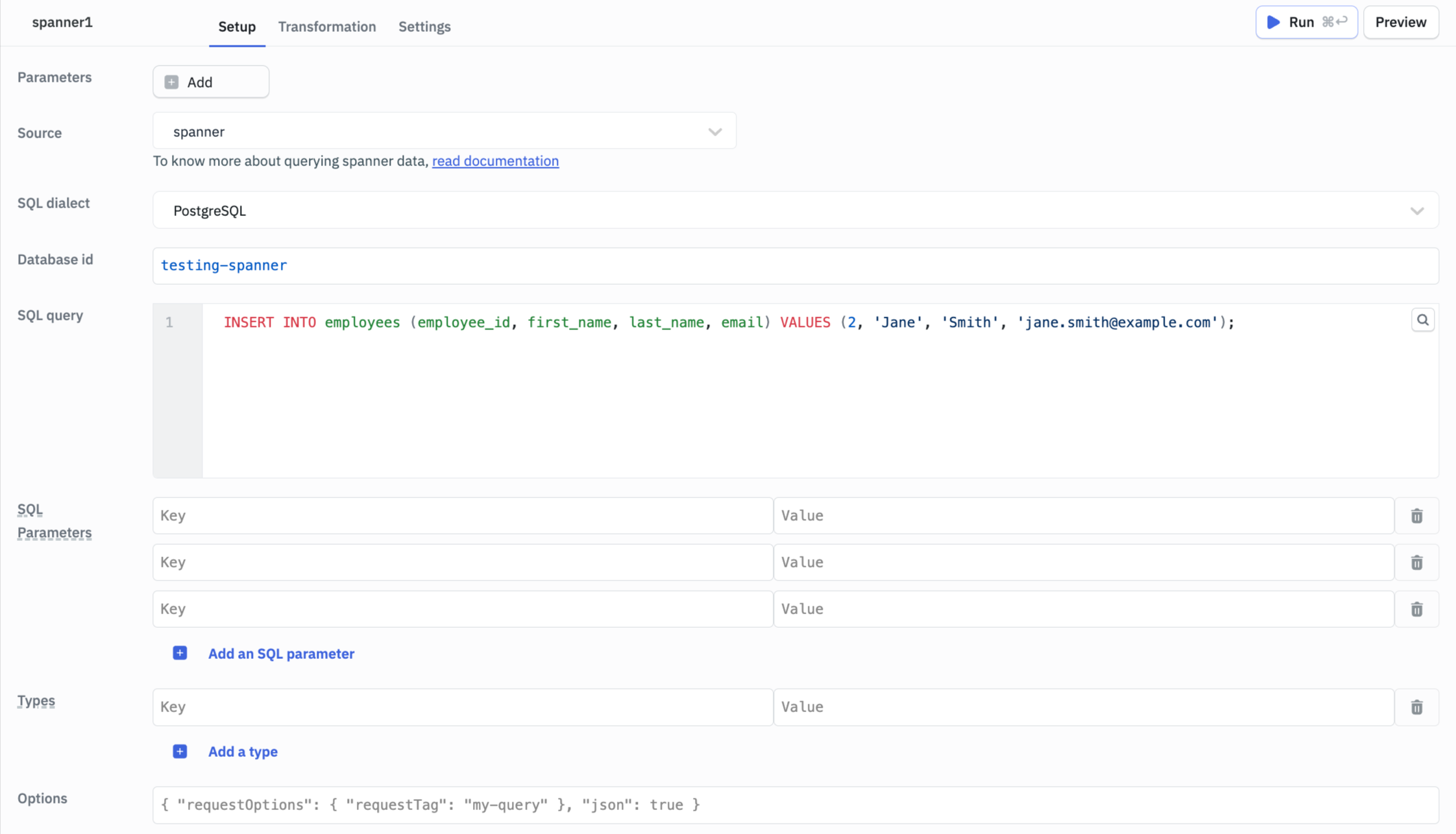 Cloud Spanner Configuration