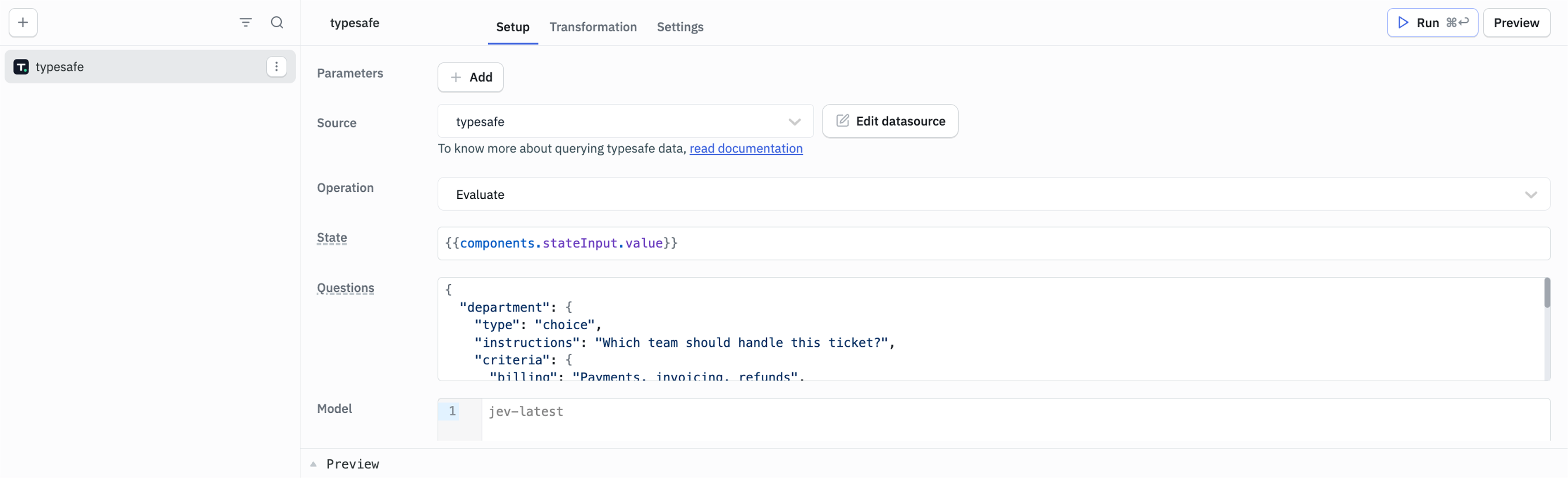 TypeSafe Evaluate query
