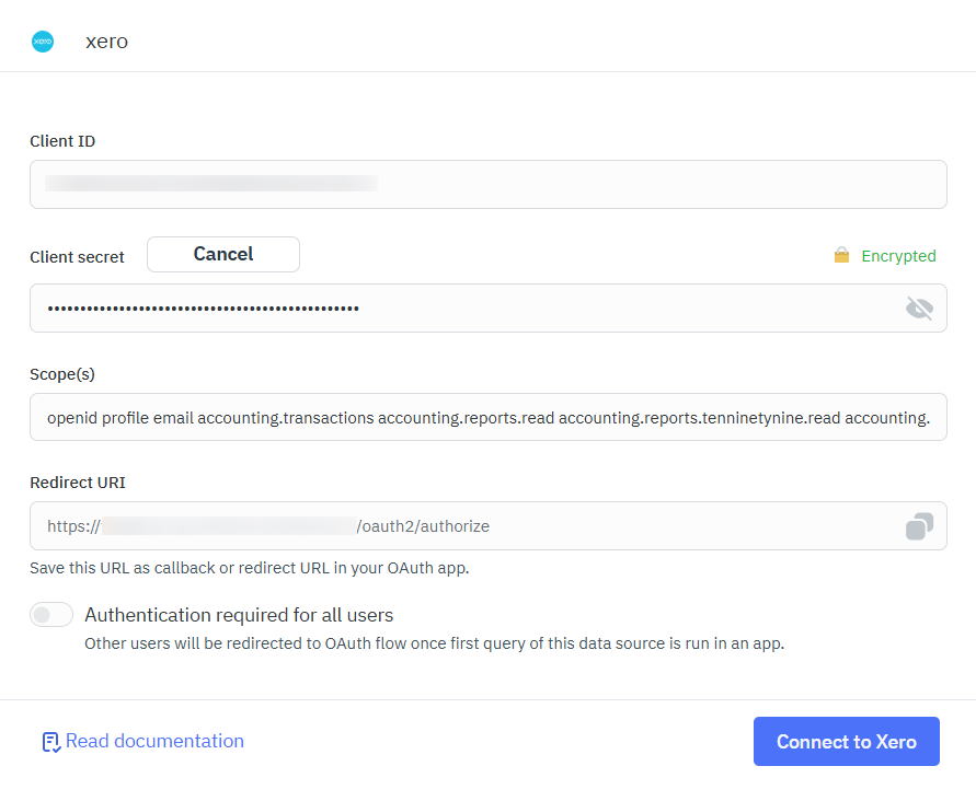 Configuring Xero in ToolJet