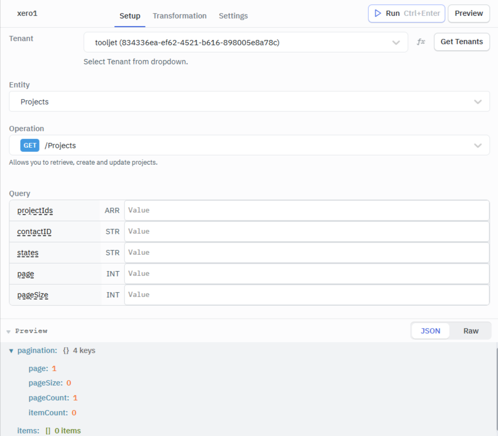 Example query in Xero
