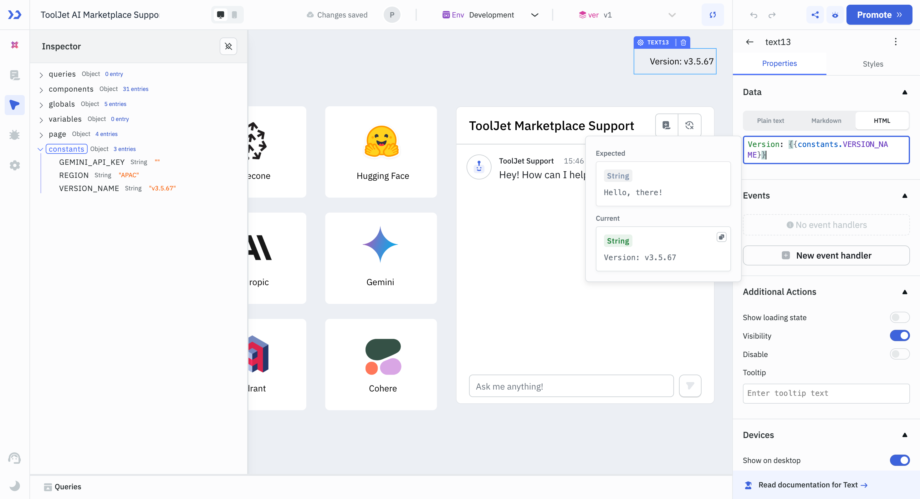 Use Global Constants Inside App Builder