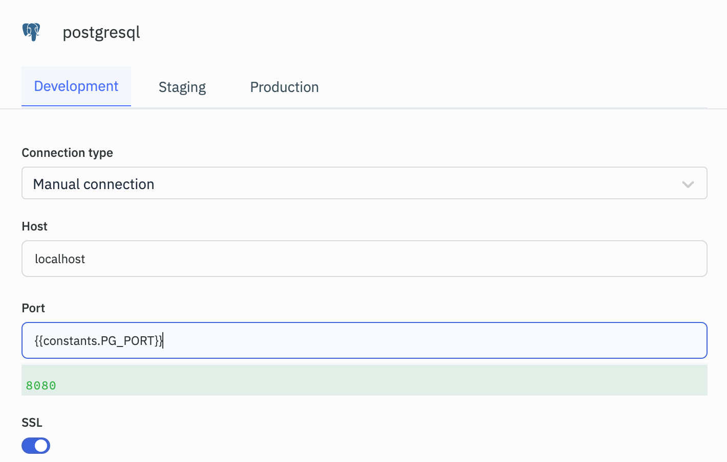 Use Global Constants Data Source Connection Form