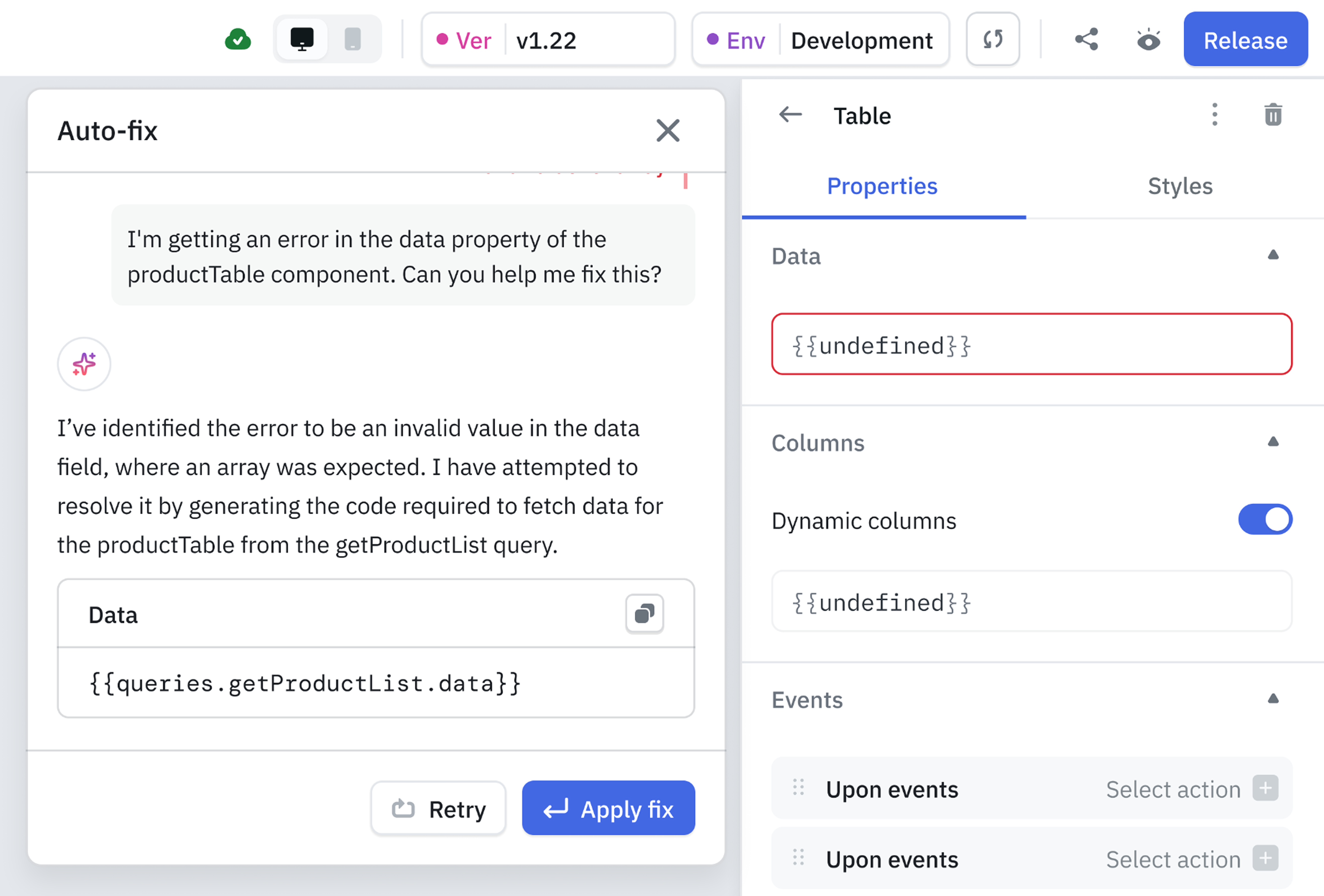 Apply Fix to your component property