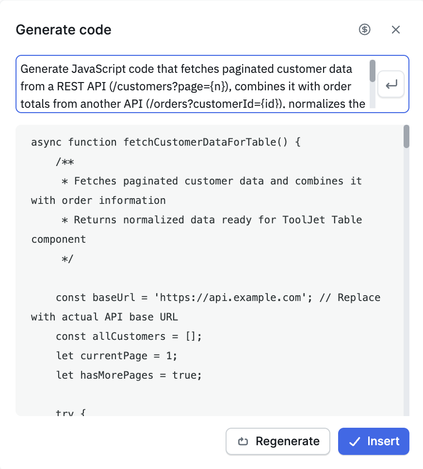 tooljet generate apps