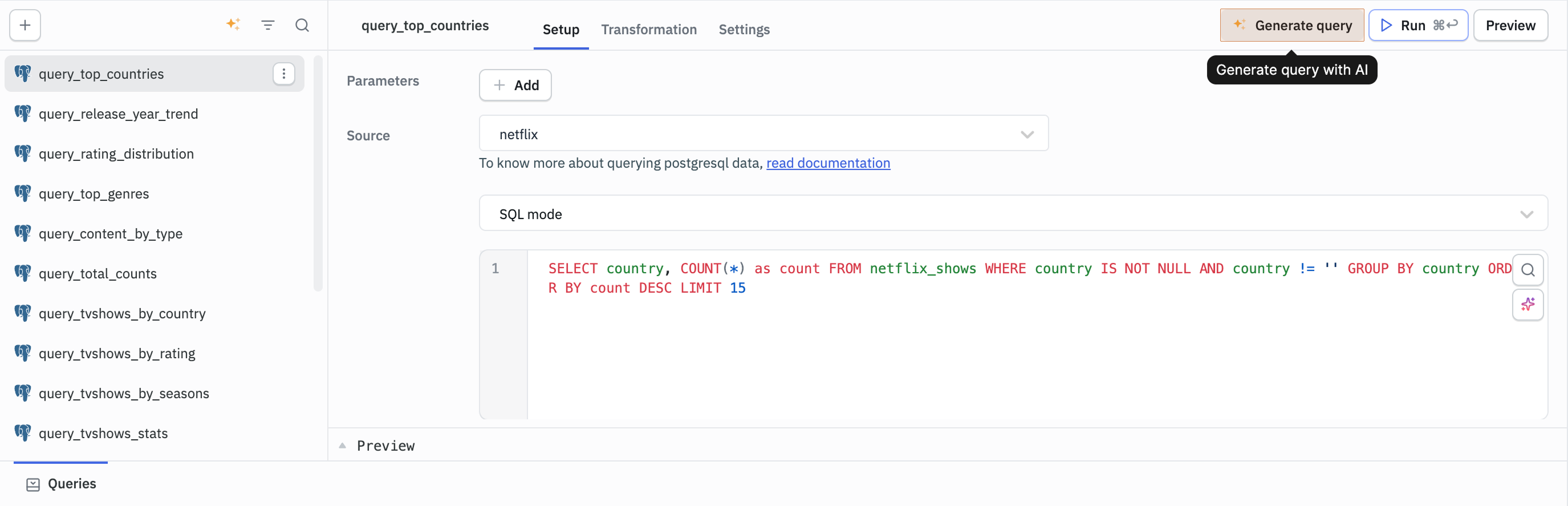 mention component/queries in the chat