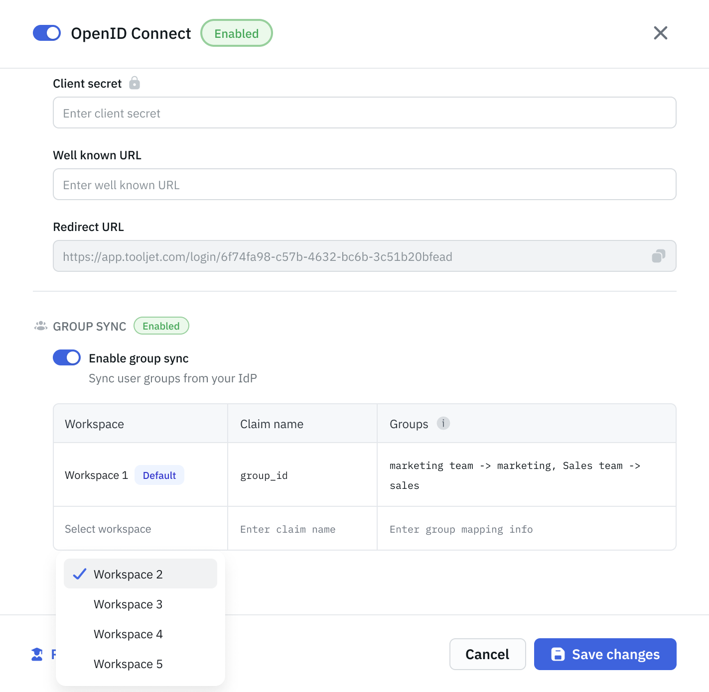 OIDC Group Sync Config