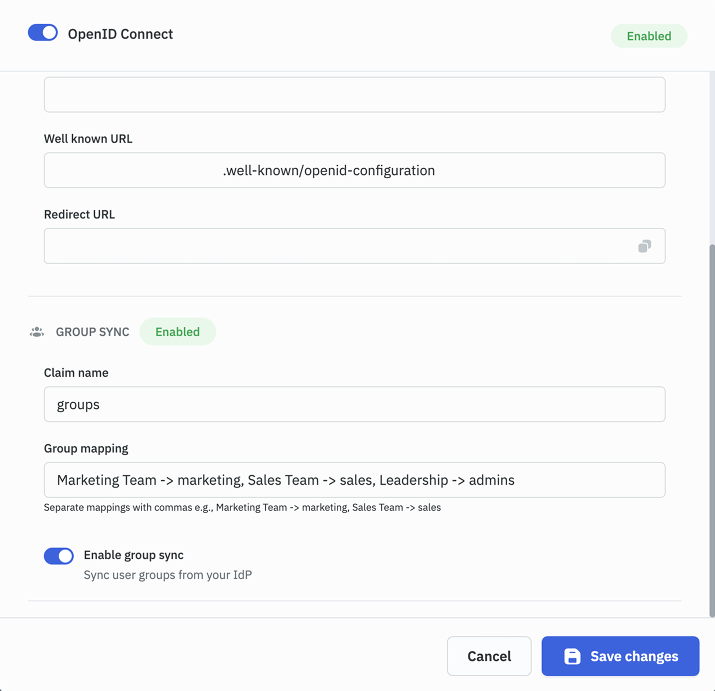 OIDC Group Sync Config