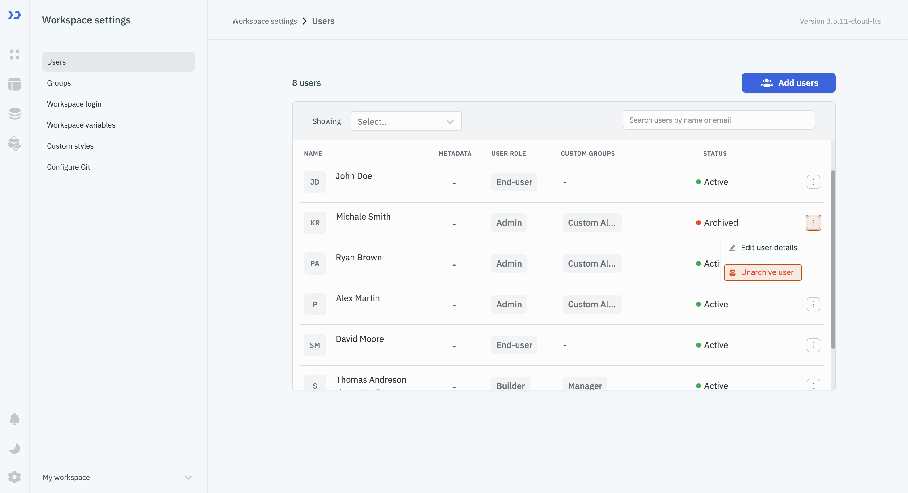 Workspace Level Permissions