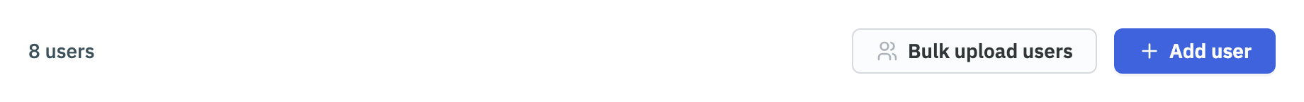 Bulk upload users and Add user buttons on the Users page