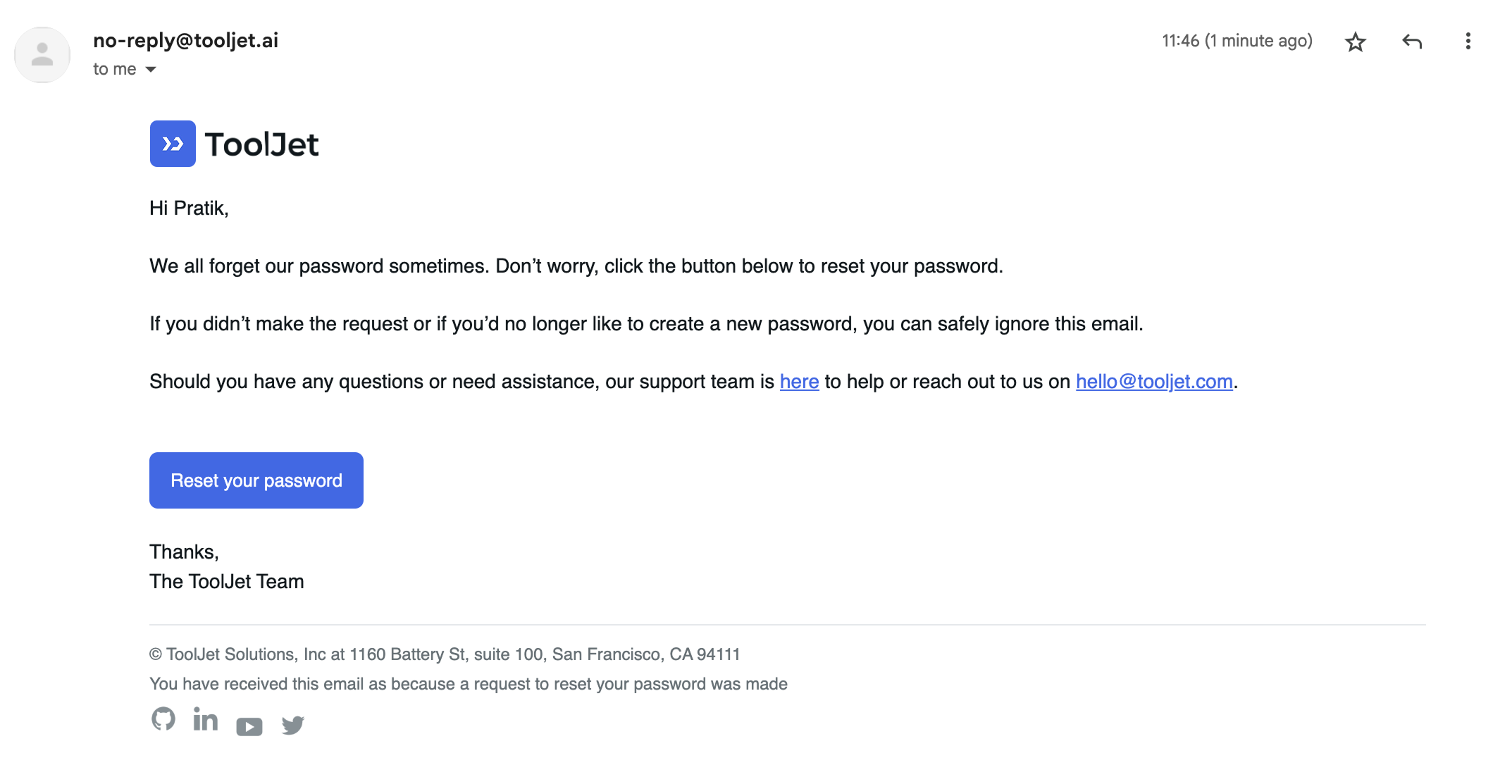 General Settings: Reset Password