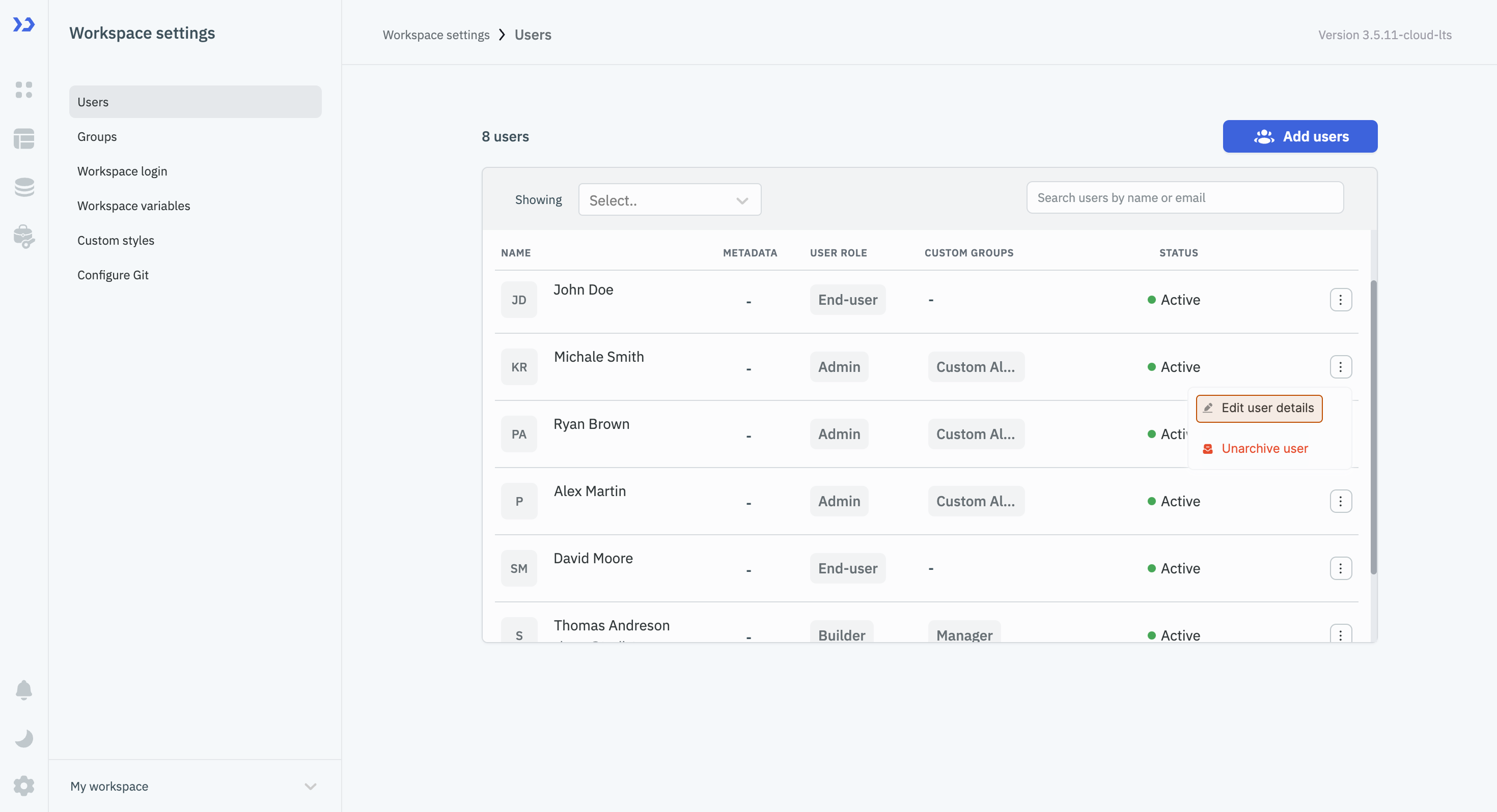 Workspace Level Permissions