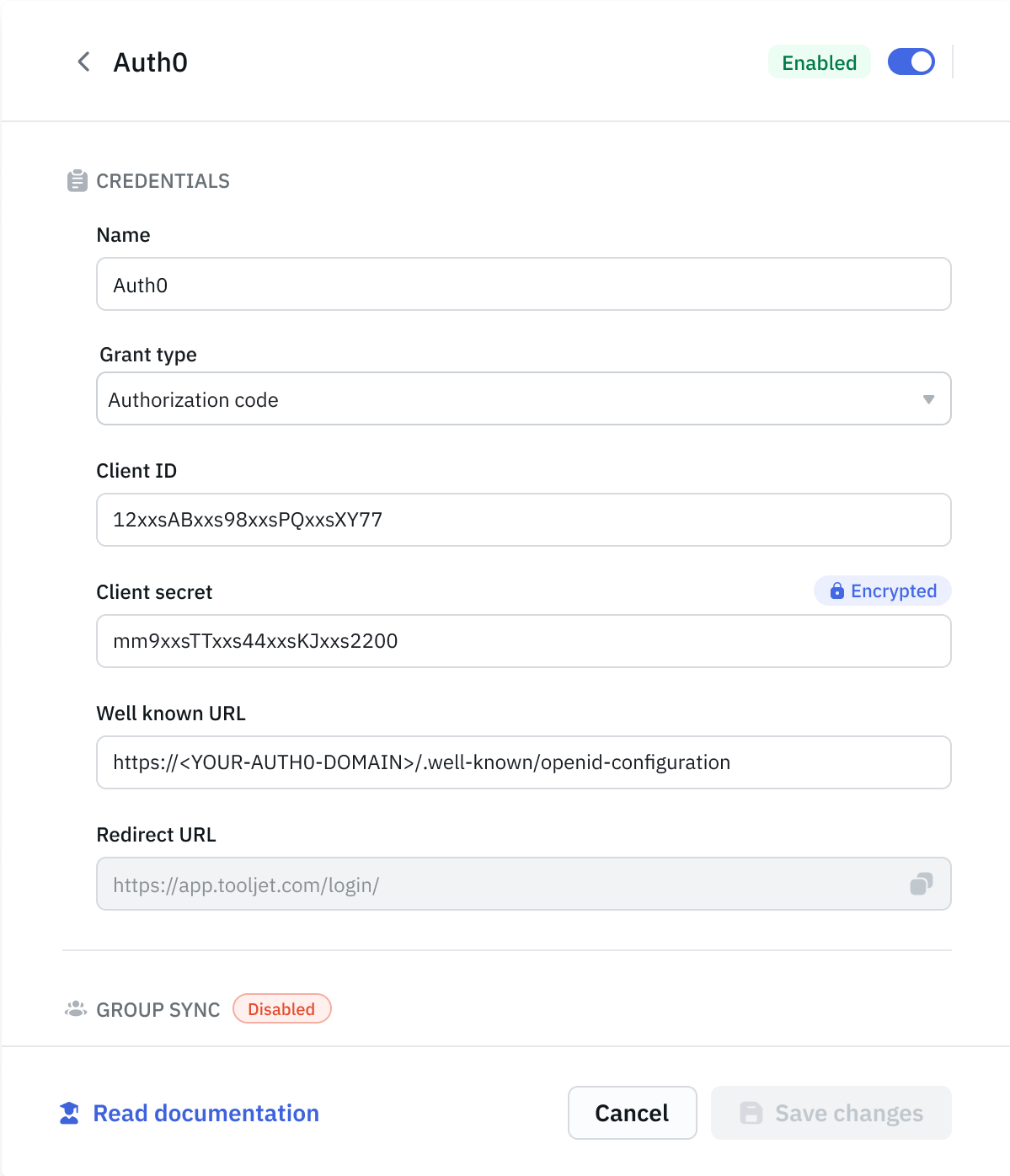 Auth0: ToolJet Configuration