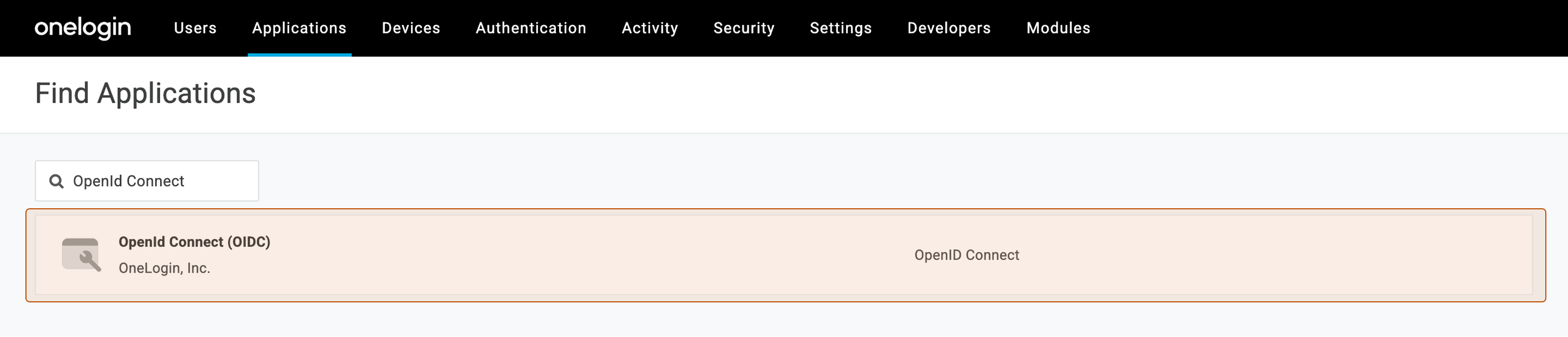 OneLogin: Find Application