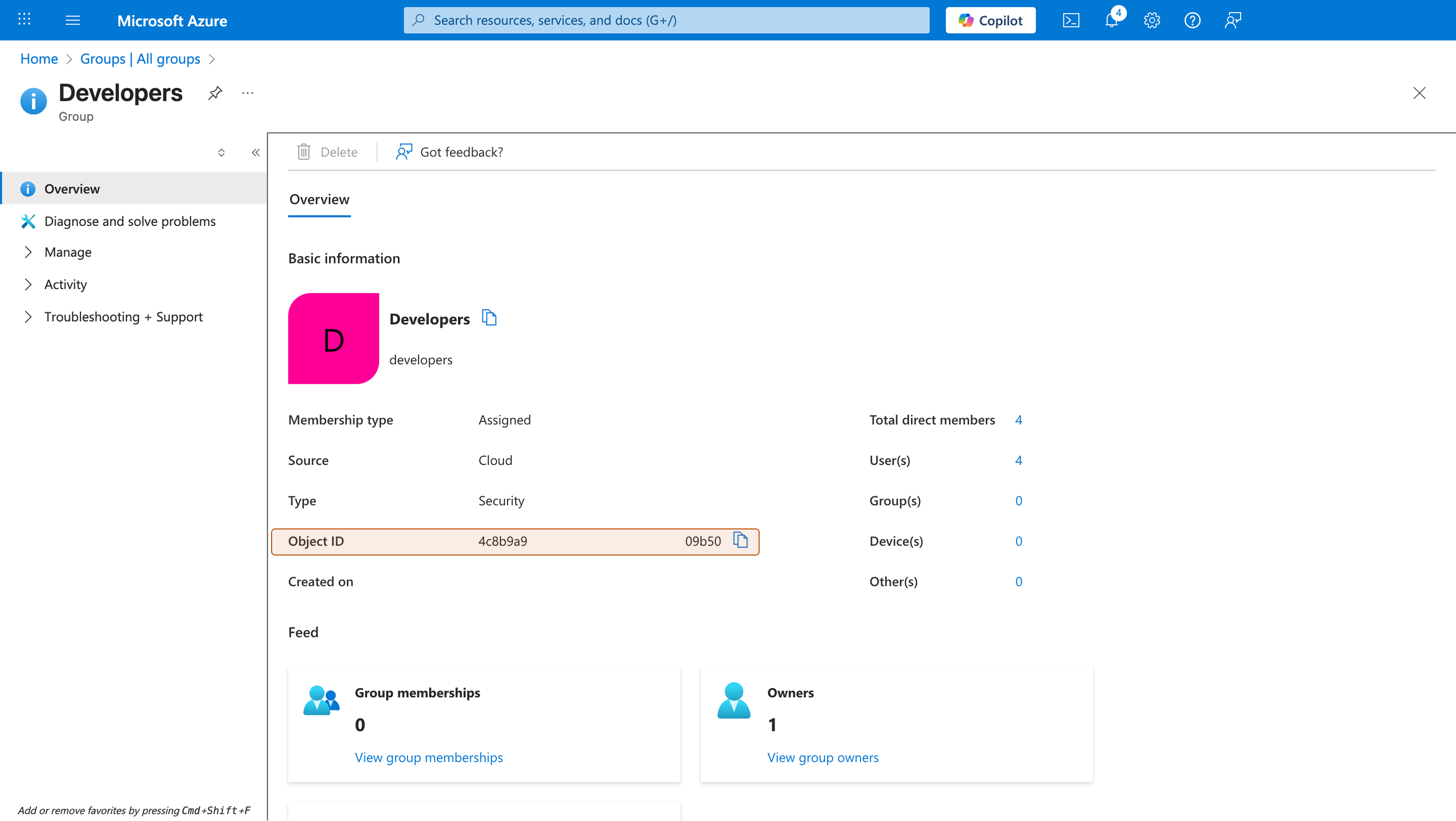 Entra ID: Azure Group Object ID