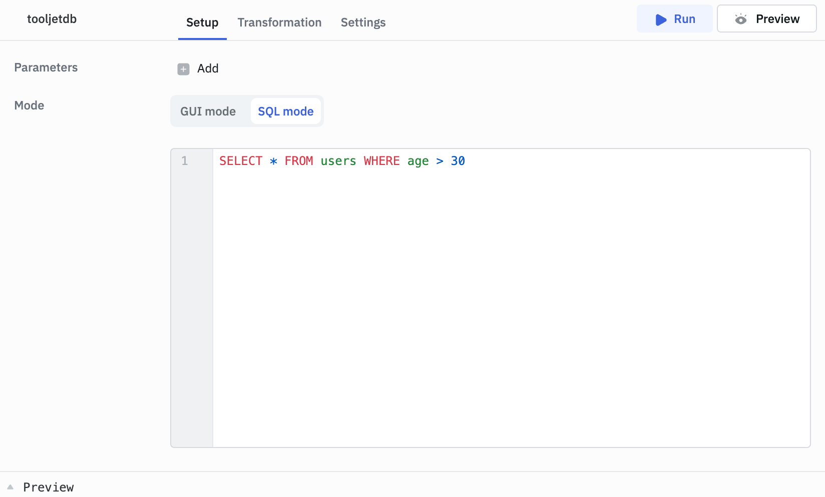 ToolJet Database SQL Editor