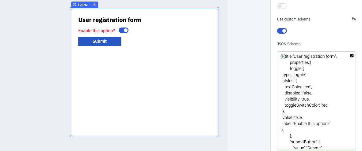 Form custom schema