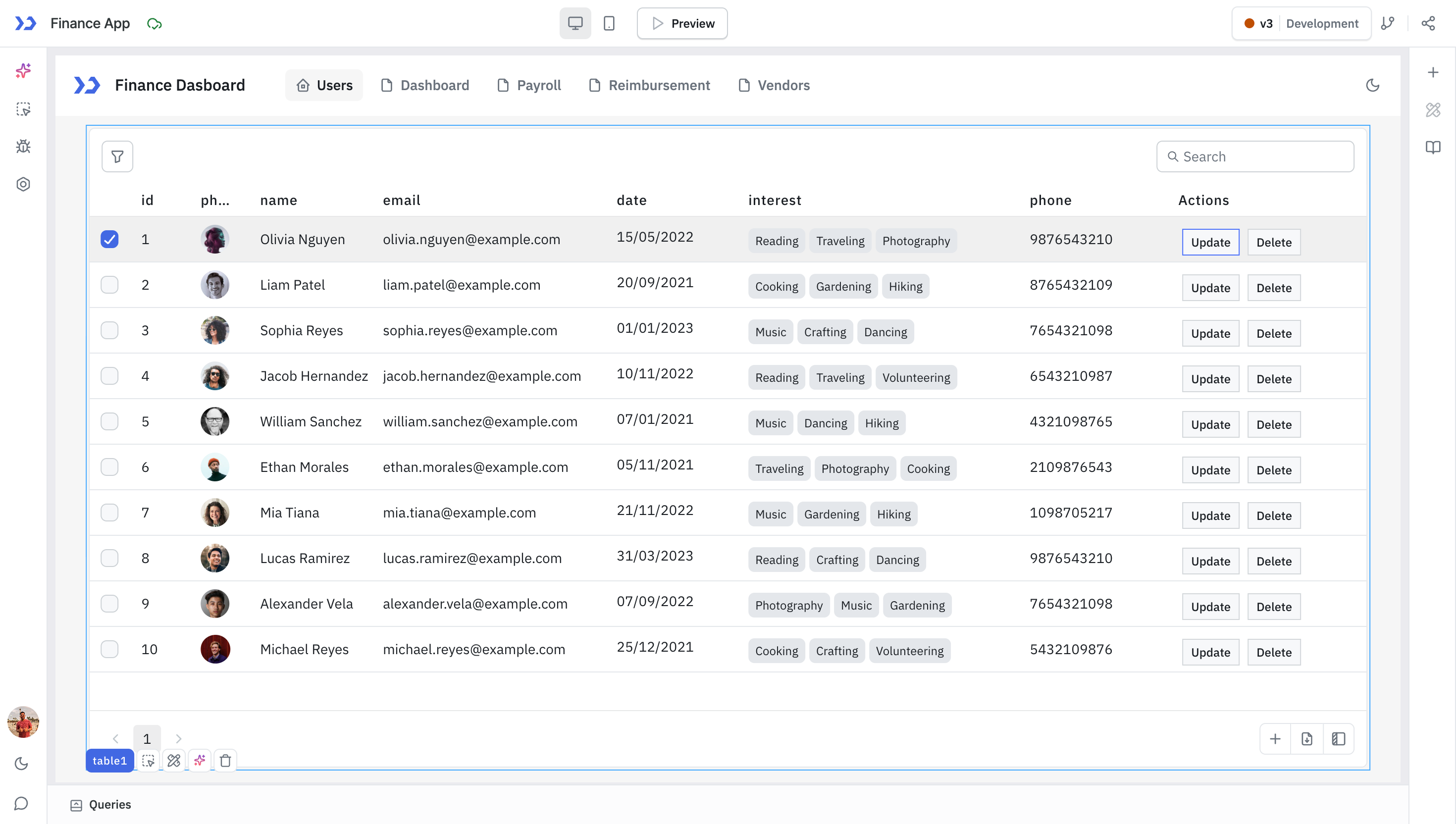 ToolJet - Component Reference - Actions