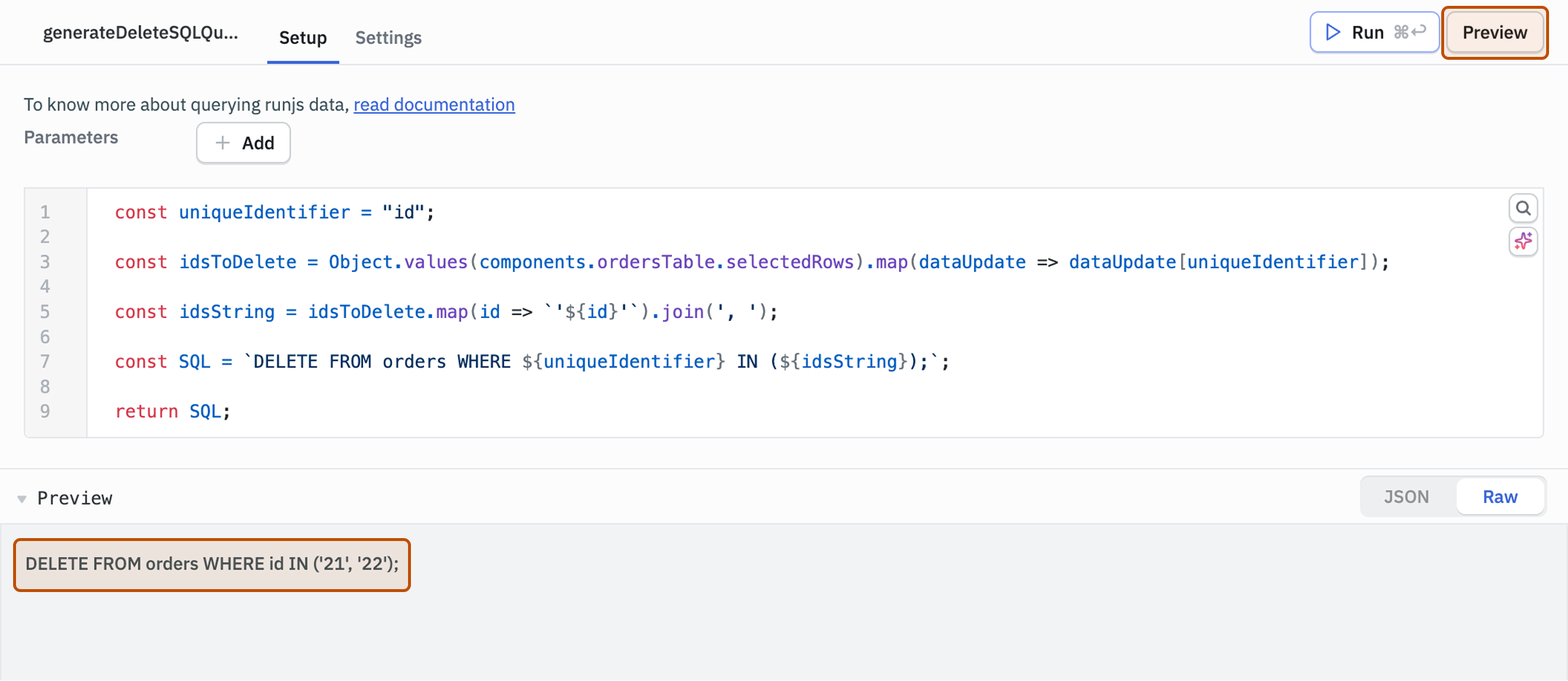 Generate Delete SQL Query