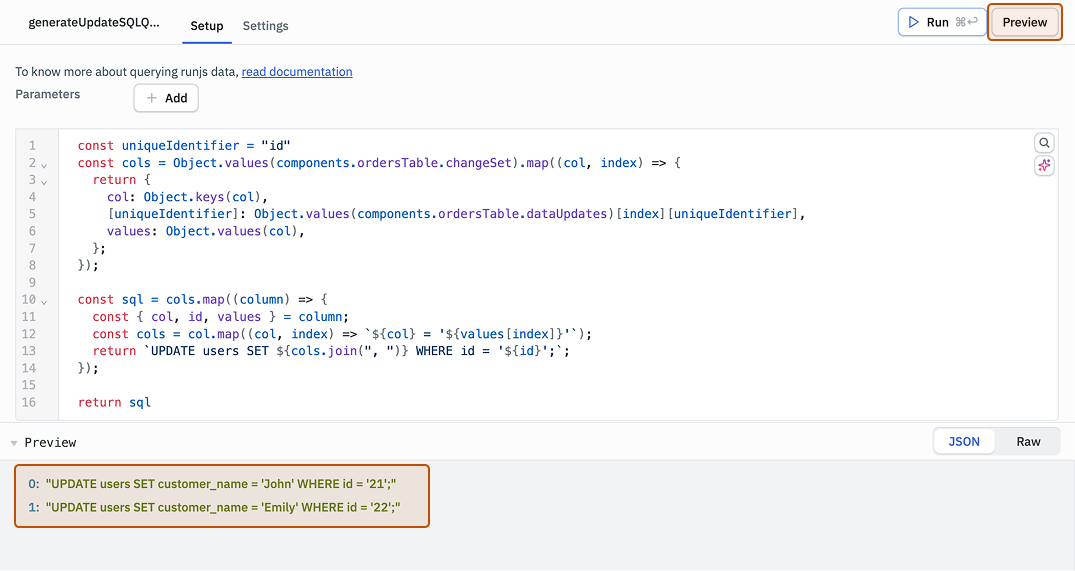 Generate Update SQL Query