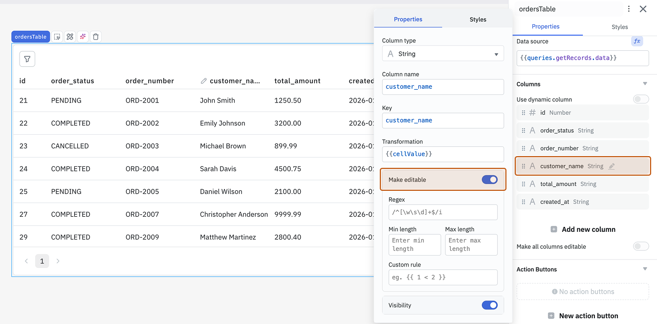 Make Column Editable