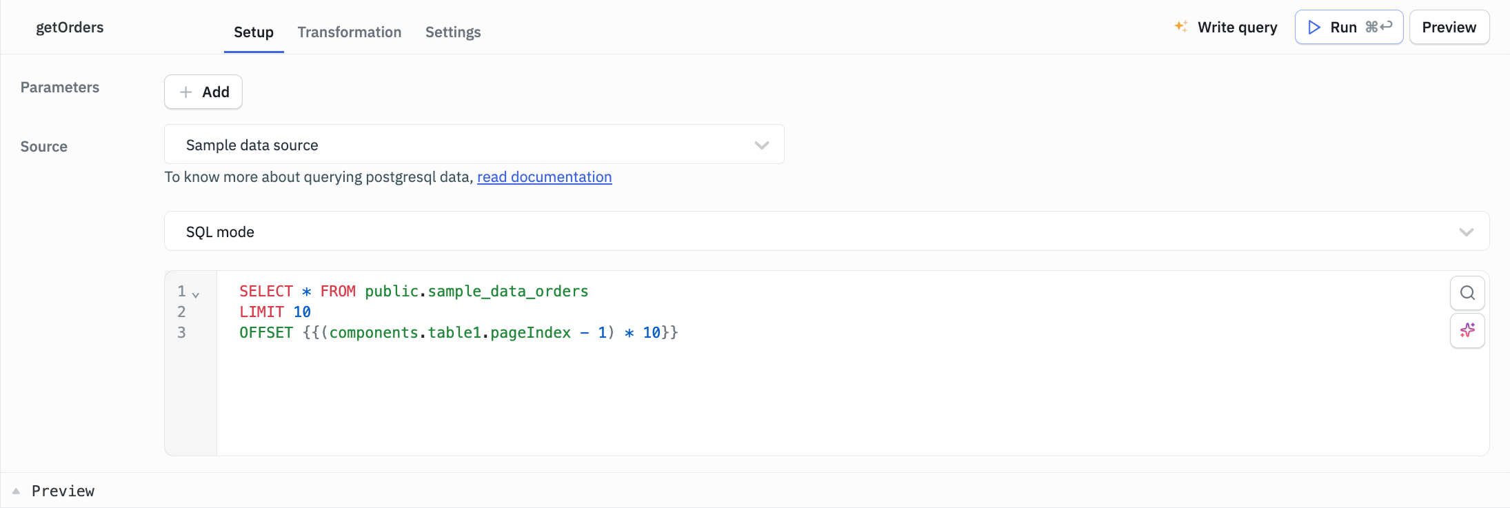 Query the next set of records using pageIndex