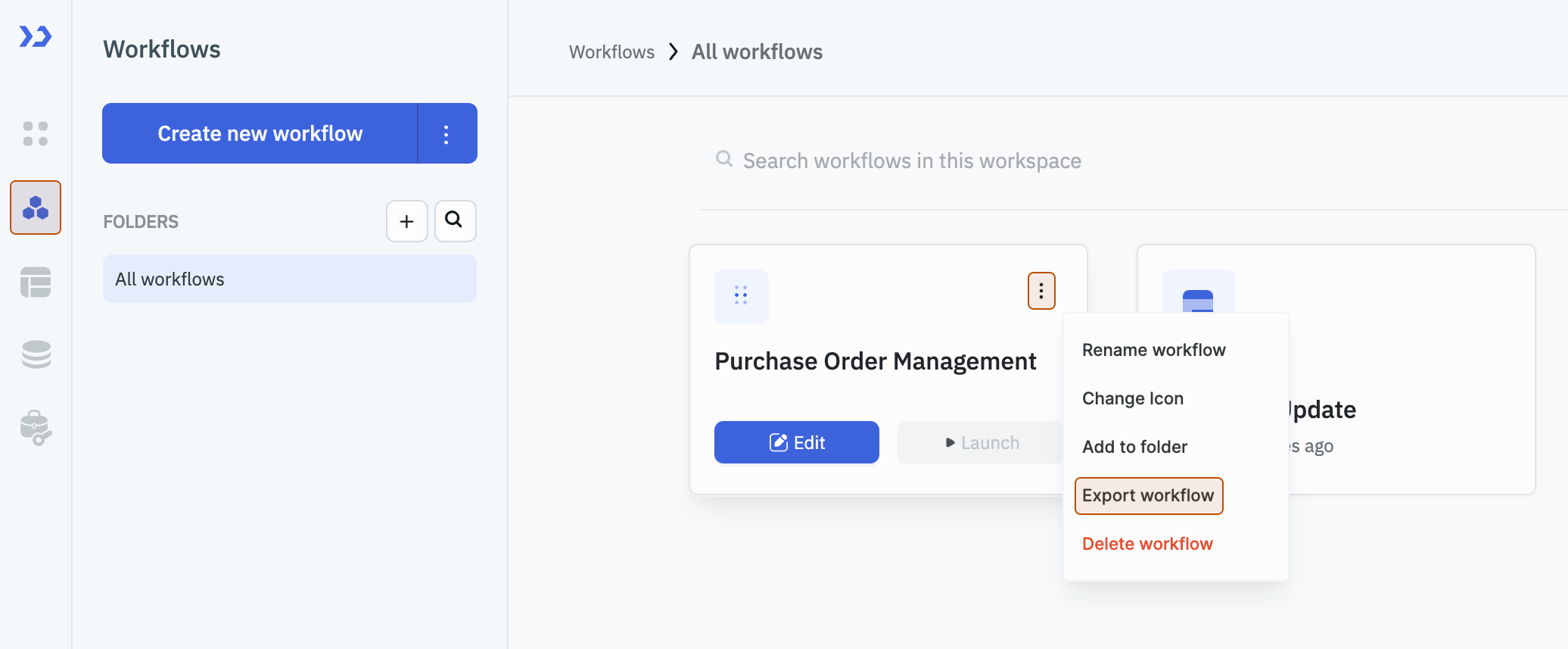 Navigate to Workflow Section