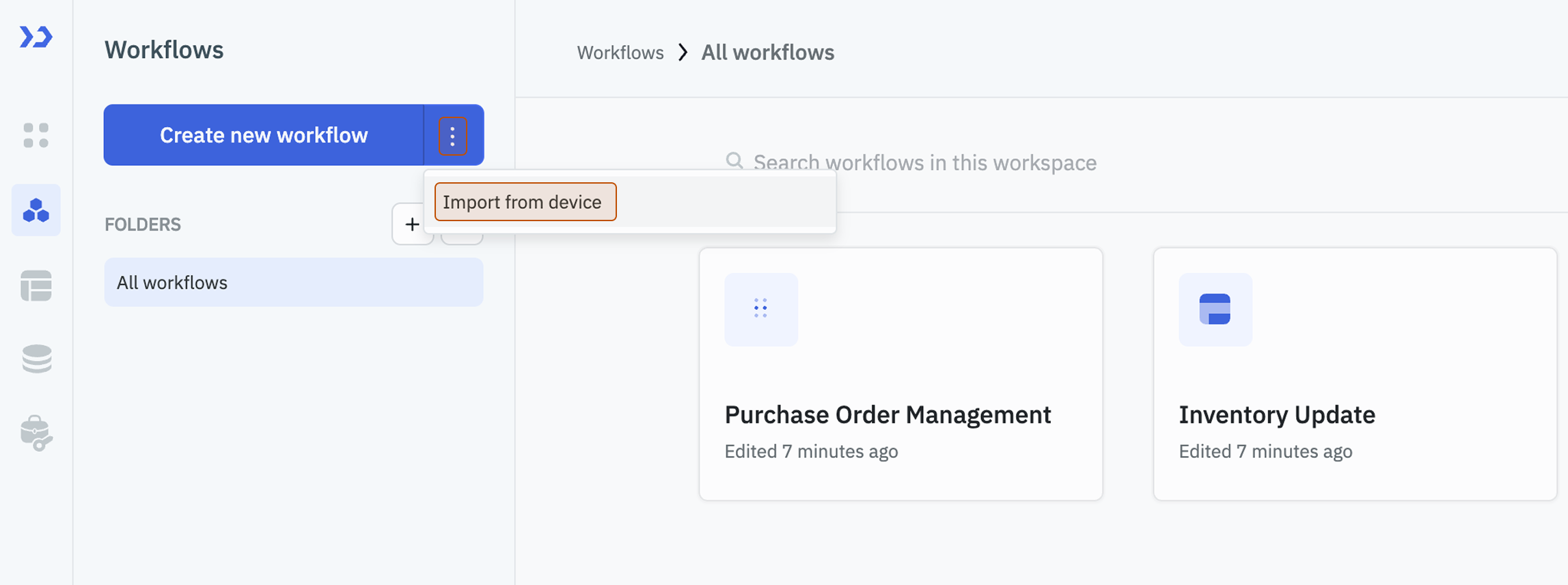 Navigate to Workflow Section