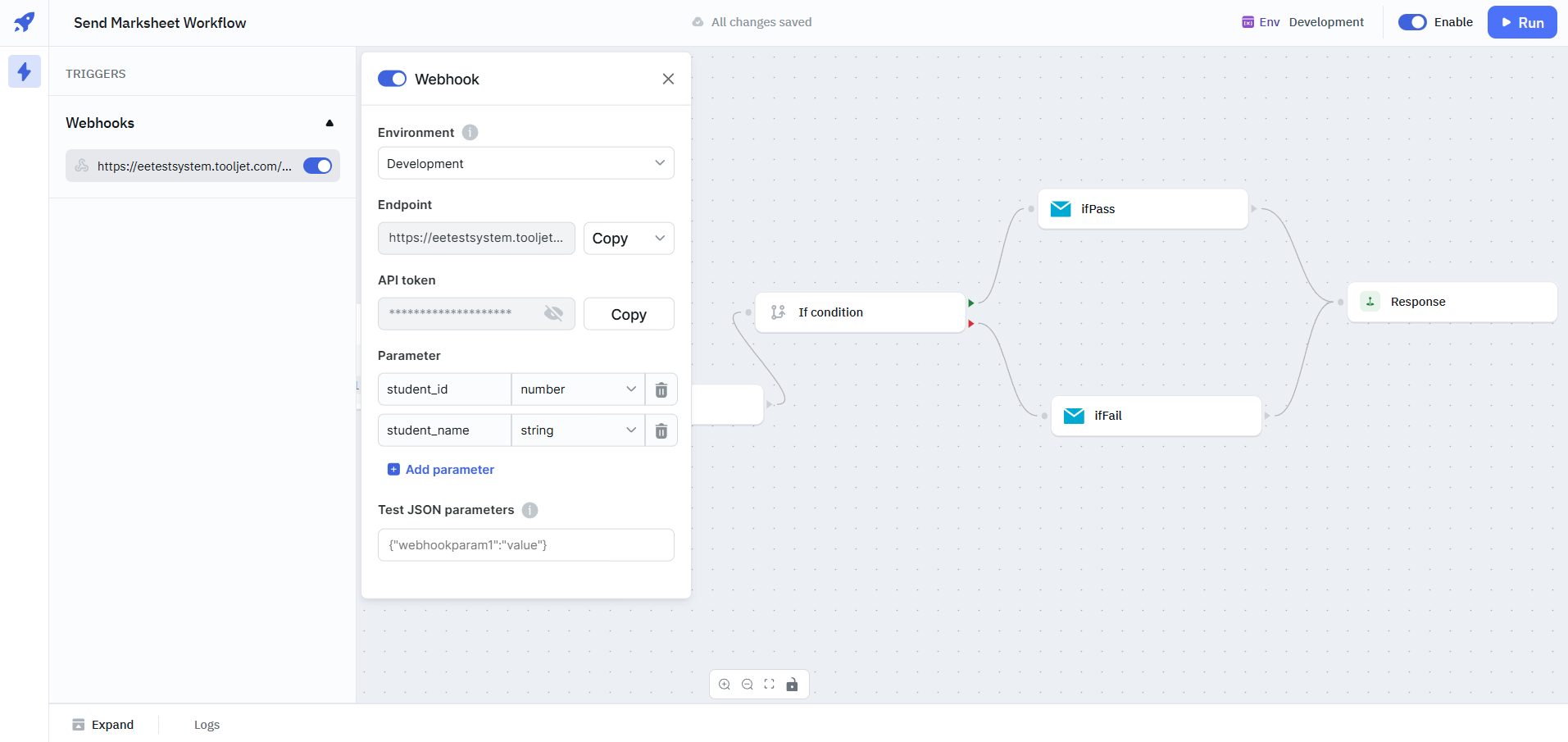 Add parameters to your webhook